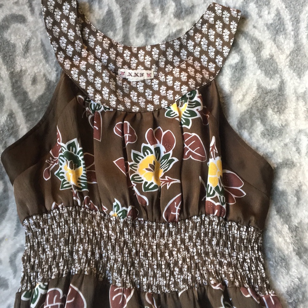 Women’s Brown Floral Midi Polyester Floral Dress - Picture 6 of 6